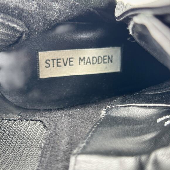 Steve Madden Revolve Latch Combat Boot Leather Women's 9 Black Lace Up Platform - Picture 9 of 10